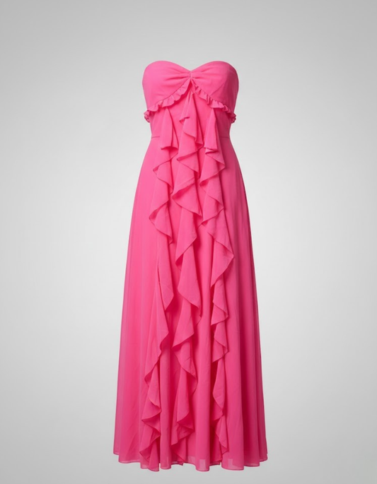 Strapless Ruffle Maxi Dress