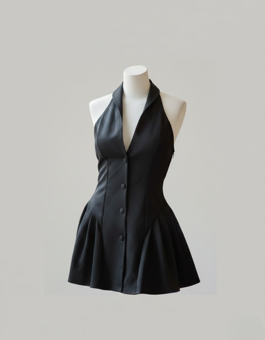 Halter Tuxedo Mini Dress