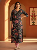 Black Floral Cotton Kurti