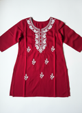 Short Waist Length Maroon Kurta