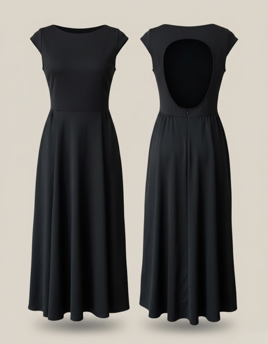 Noir Aurelia Backless Midi Dress