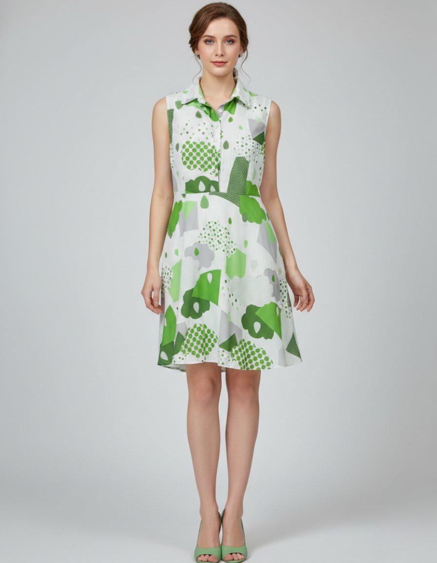 Geometric Lime Dress