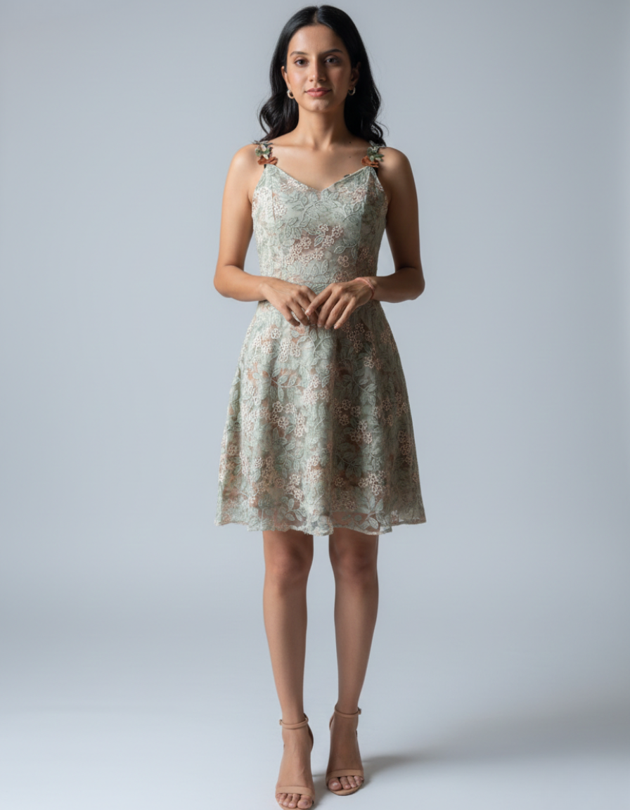 Peach Petal Lace Dress