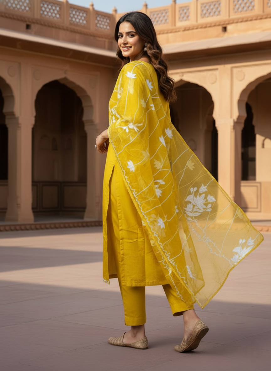 Mustard & White Suit