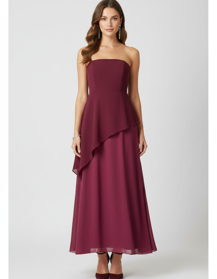 Burgundy Cascade Dress