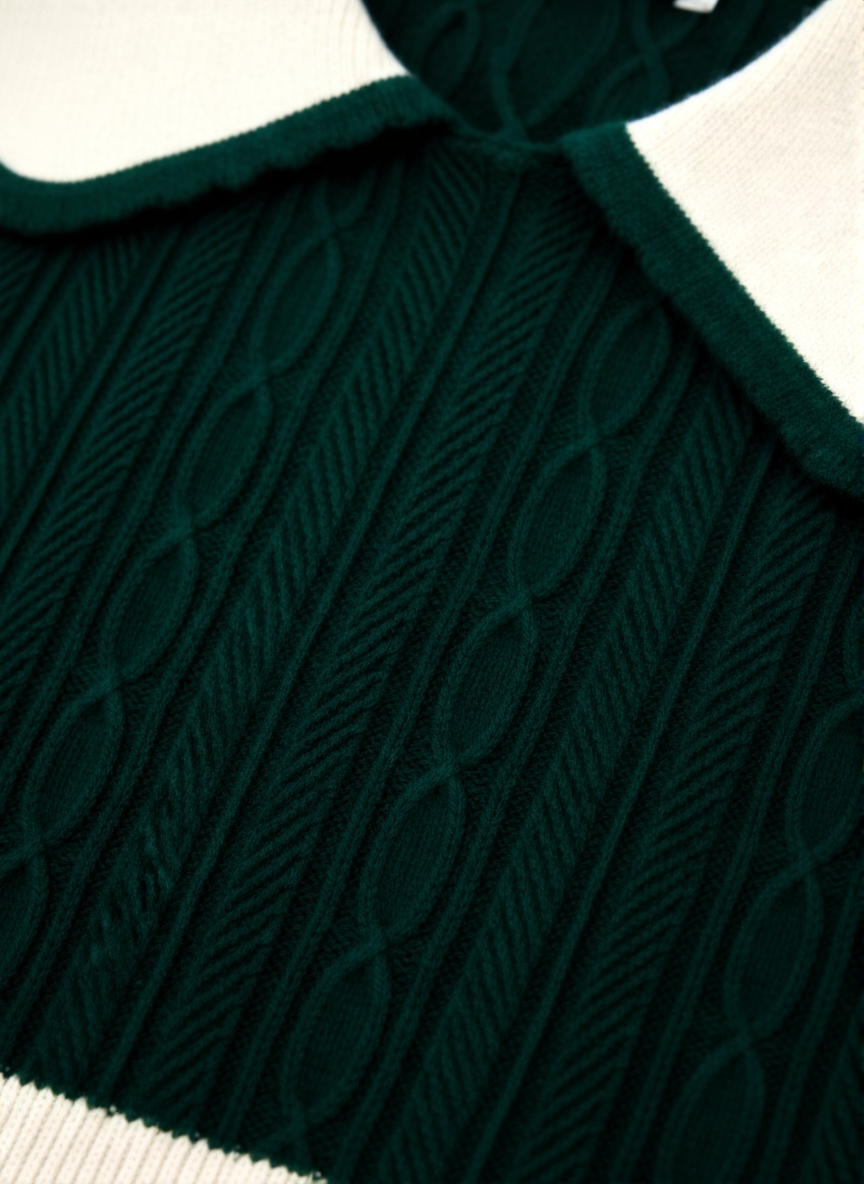 Green Crochet knit Peter Pan Collar Crop Top
