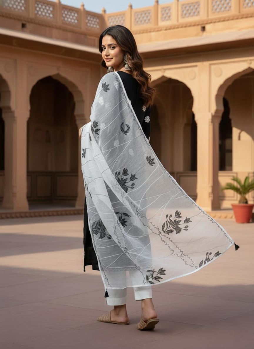 Black Chikankari Suit
