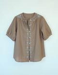 Brown Half Sleeve Cotton Shirt