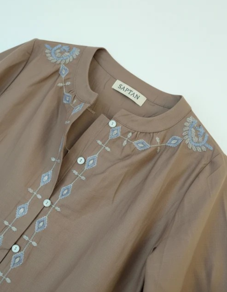 Brown Half Sleeve Cotton Shirt