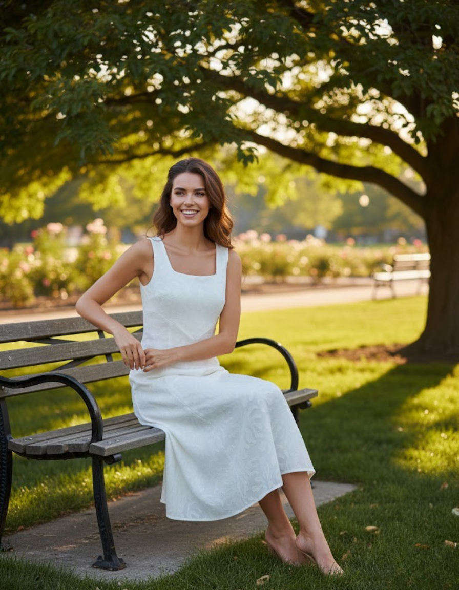 White Floral Jacquard Midi Dress