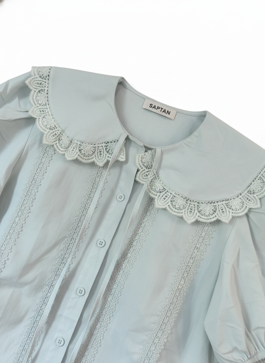 OFF Lace-Accented Cotton Blouse