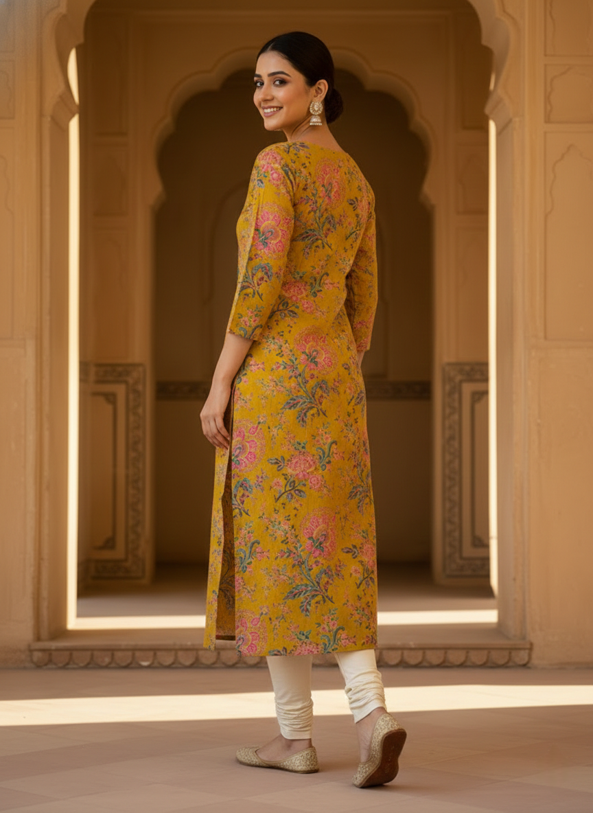 Yellow Floral kurta