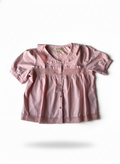 Peach Lace-Trimmed Cotton Babydoll Top