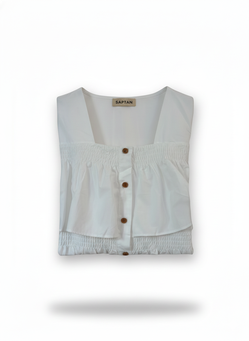 White Cotton Frill 2 layer Top