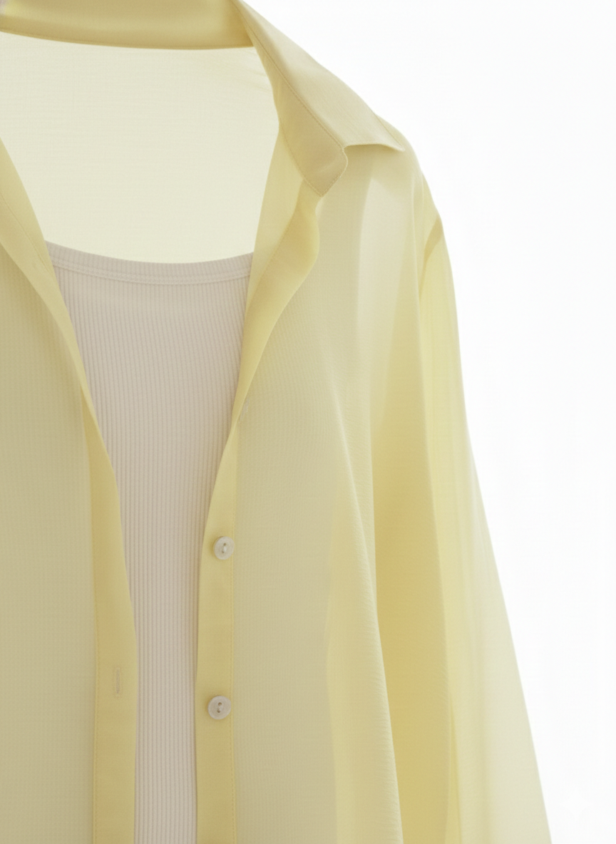 Yellow Cotton Shirt With Textured Inner