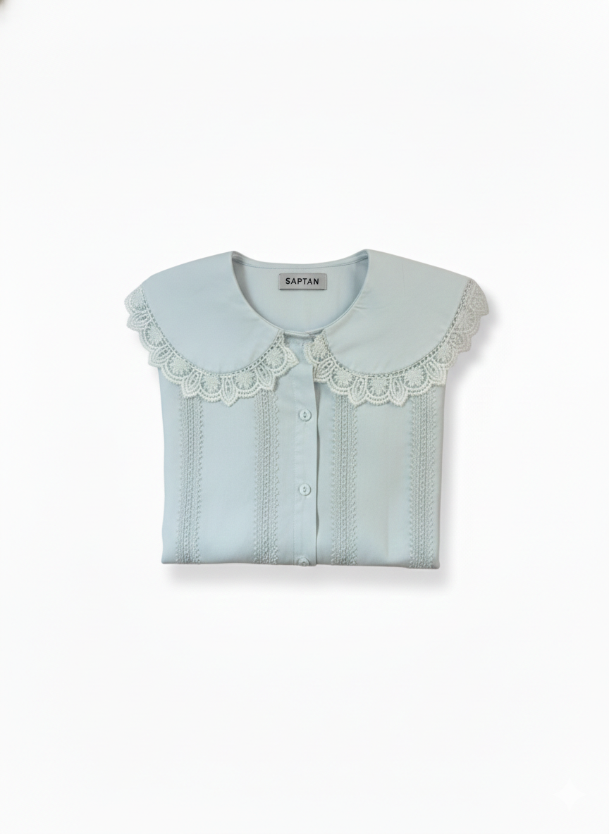 OFF Lace-Accented Cotton Blouse