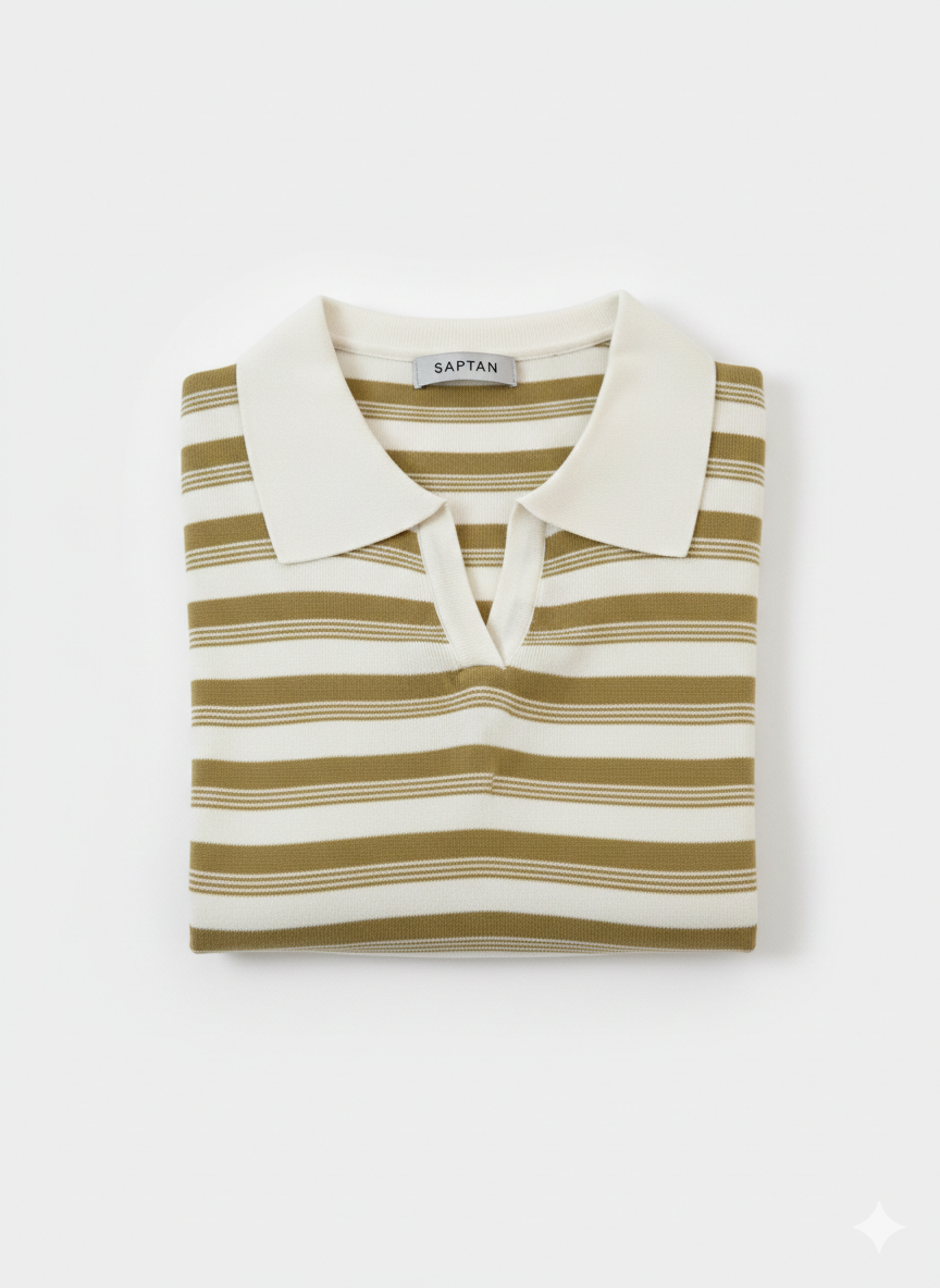 Olive Green & White Stripped Tshirt