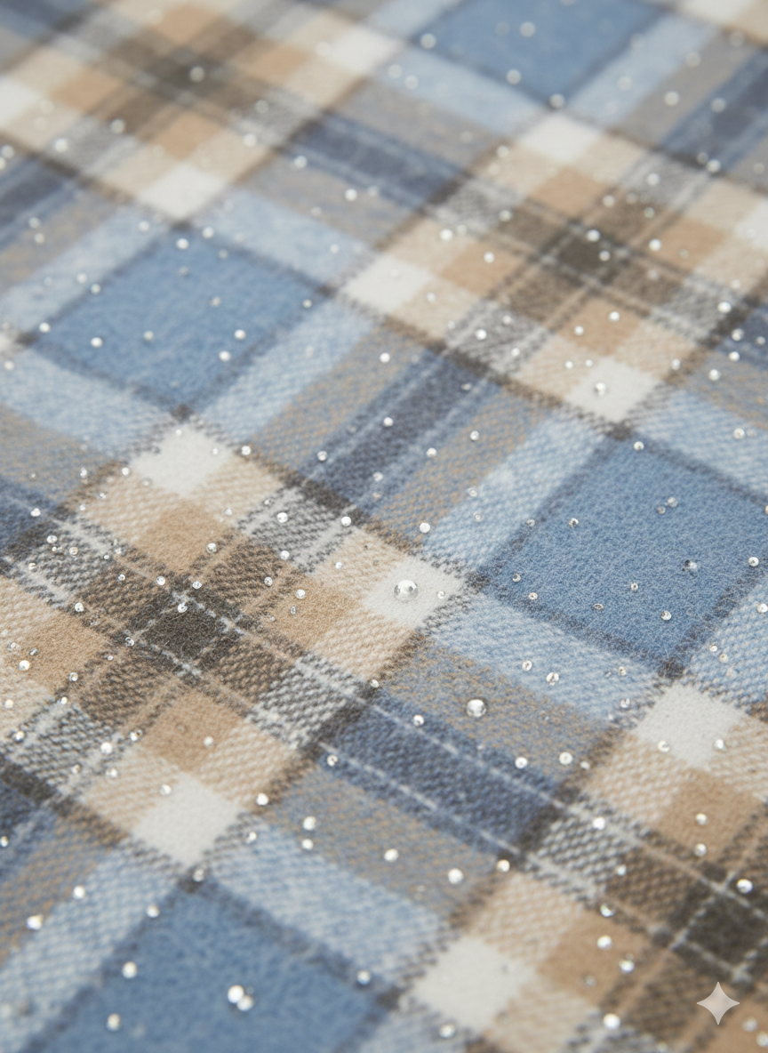 Blue Checkered Embellished Cotton Shirt