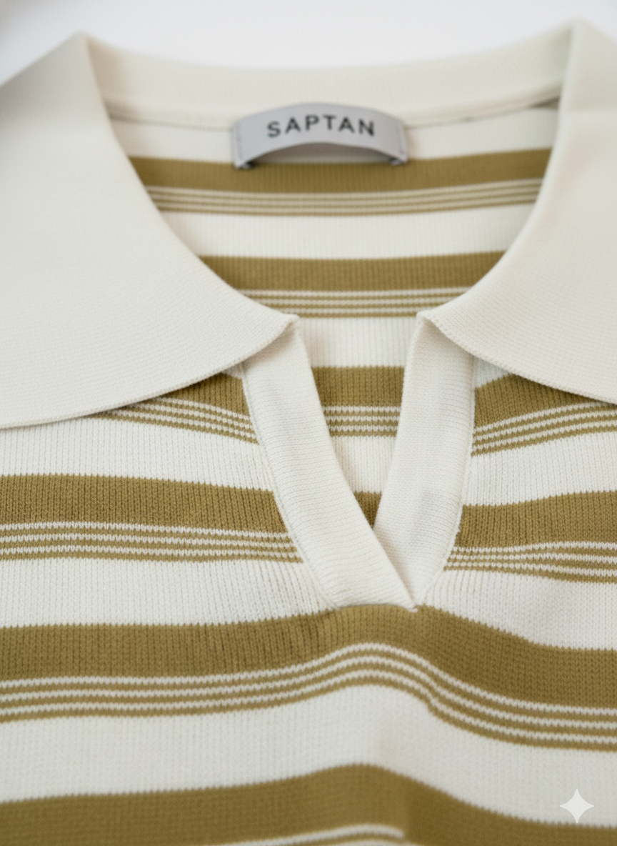 Olive Green & White Stripped Tshirt