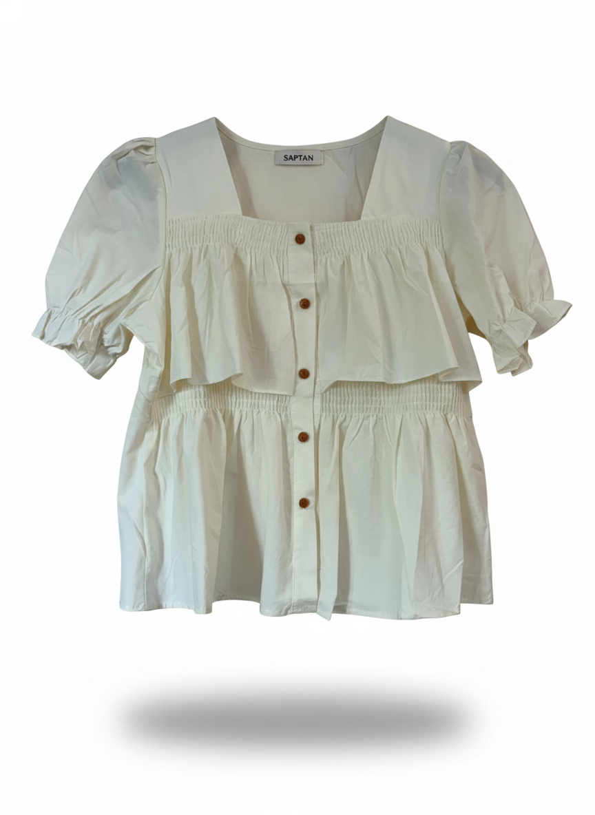 Yellow Cotton Frill 2 layer Top