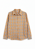 Orange Checkered Embellished Cotton Shirt