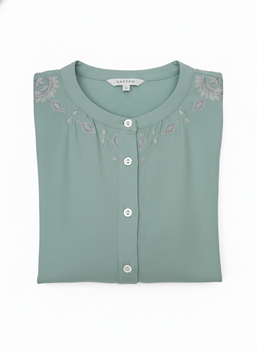 Green Half Sleeve Cotton Shirt