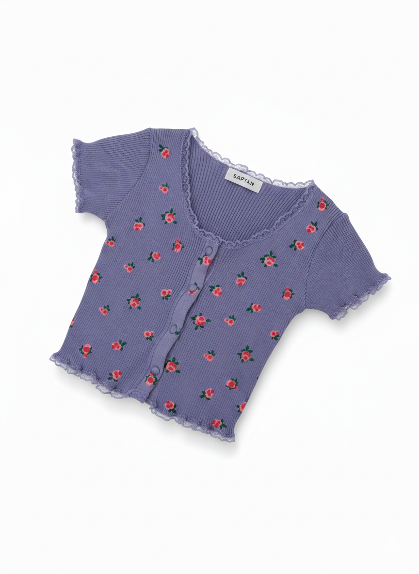 Lilac Floral Cardigan Top