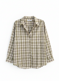 Green Checkered Embellished Cotton Shirt