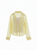 Yellow Cotton Shirt With Textured Inner