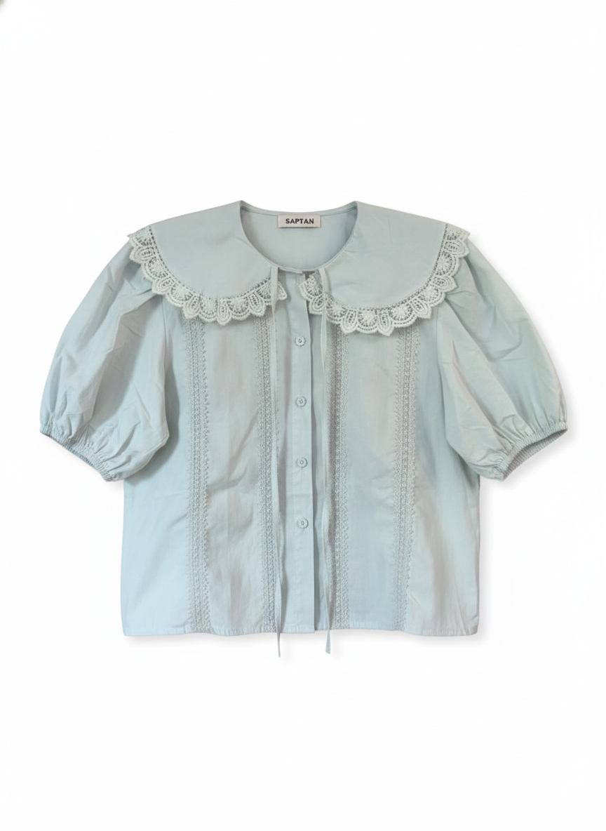 OFF Lace-Accented Cotton Blouse