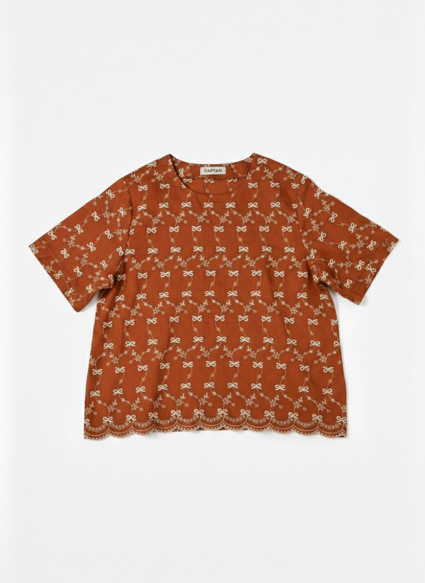 Rust Cotton Thread Work Top