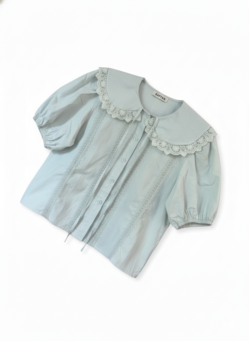 OFF Lace-Accented Cotton Blouse