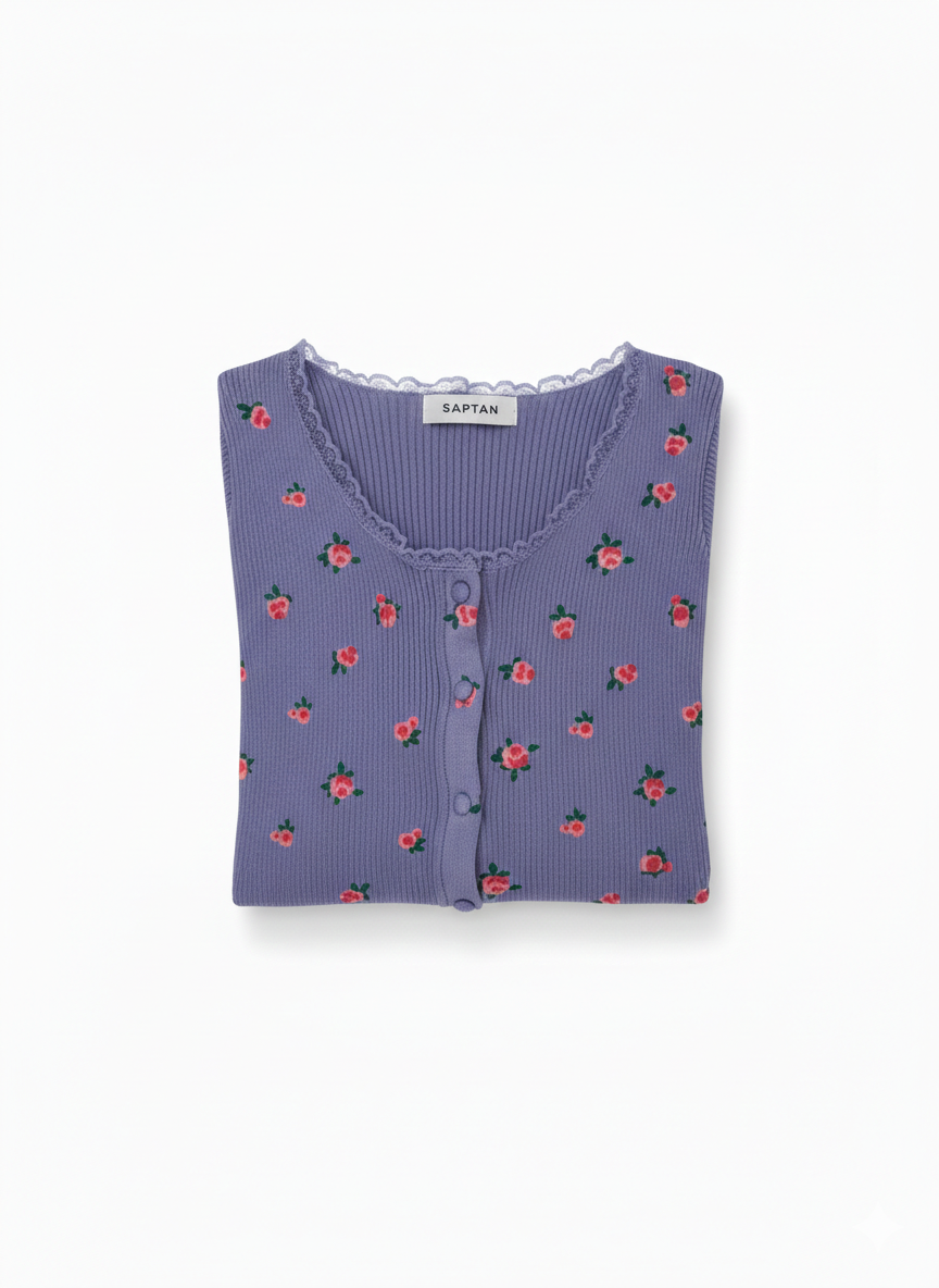 Lilac Floral Cardigan Top