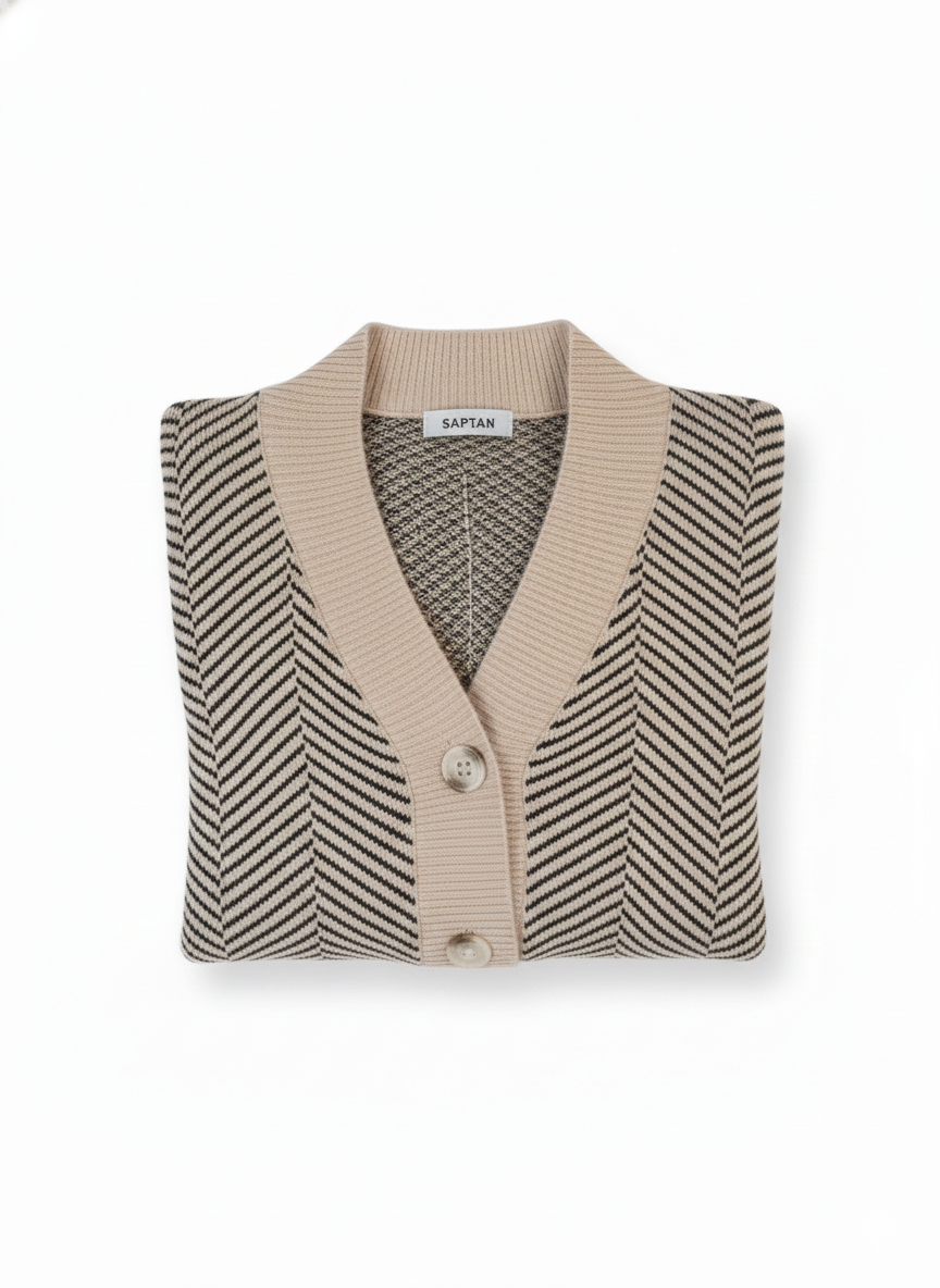 Beige Stripped Cardigan