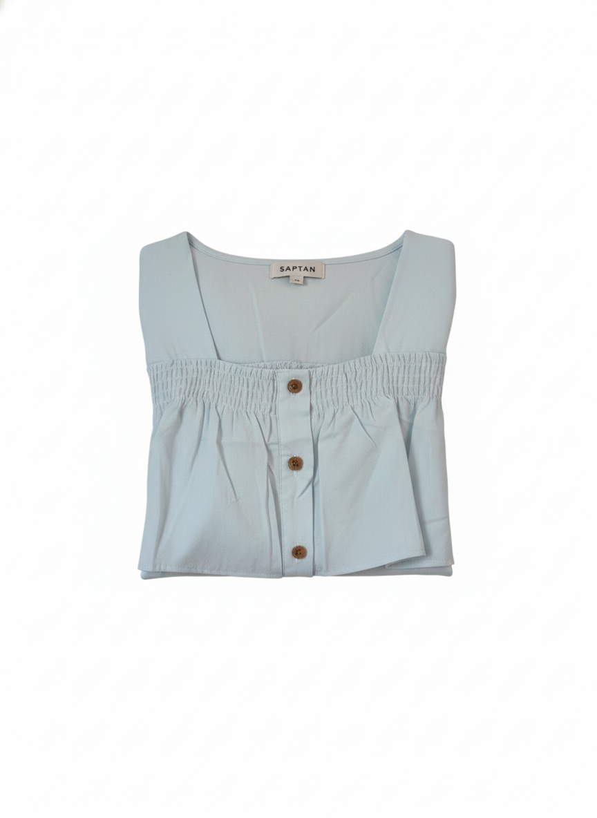 Blue Cotton Frill 2 layer Top