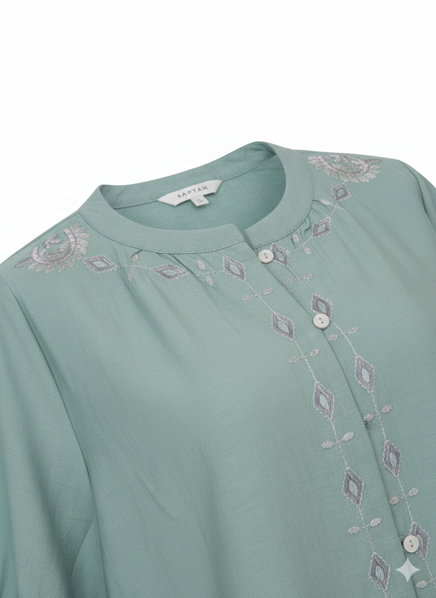 Green Half Sleeve Cotton Shirt