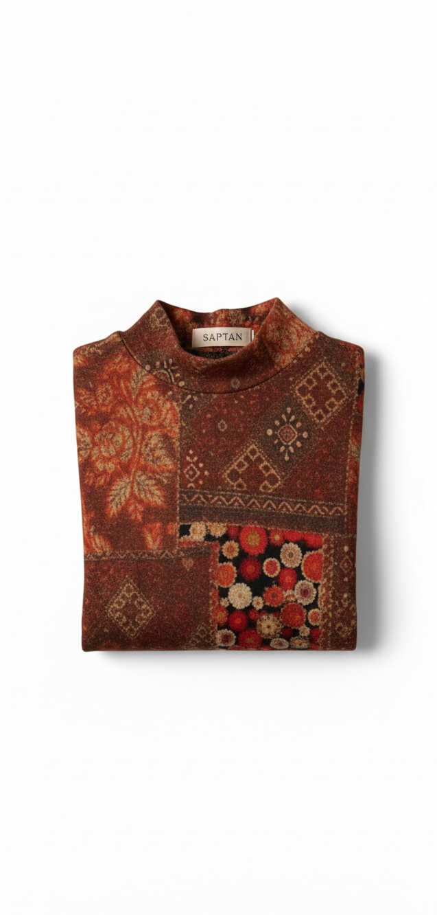 Winter Orange Floral Top