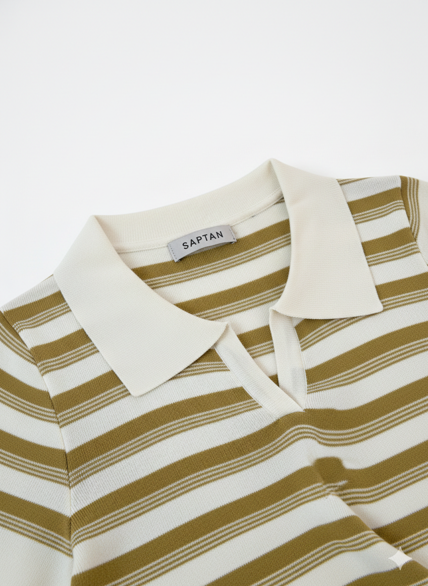 Olive Green & White Stripped Tshirt