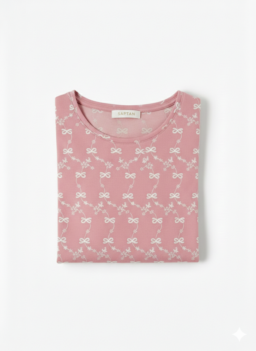 Pink Green Cotton Thread Work Top