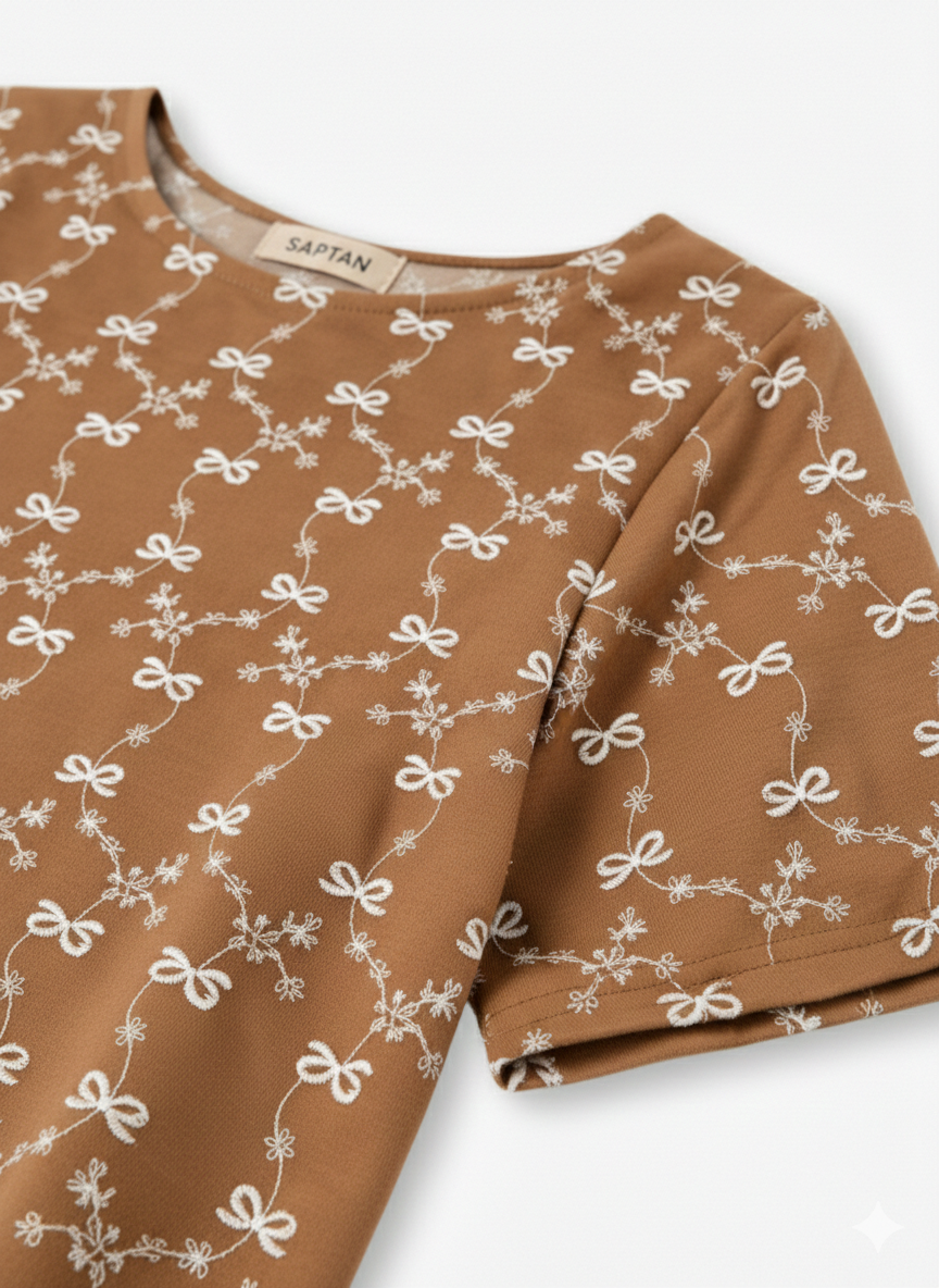 Brown Cotton Thread Work Top