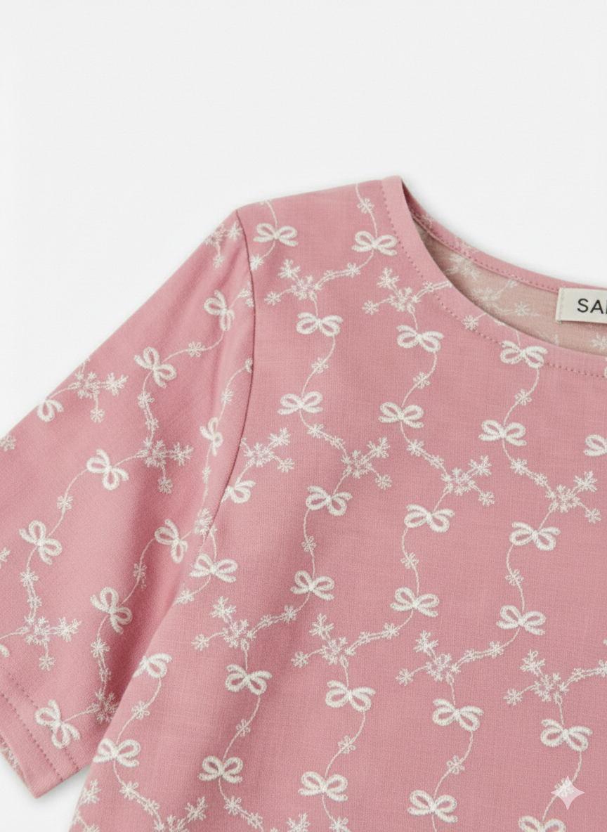 Pink Green Cotton Thread Work Top