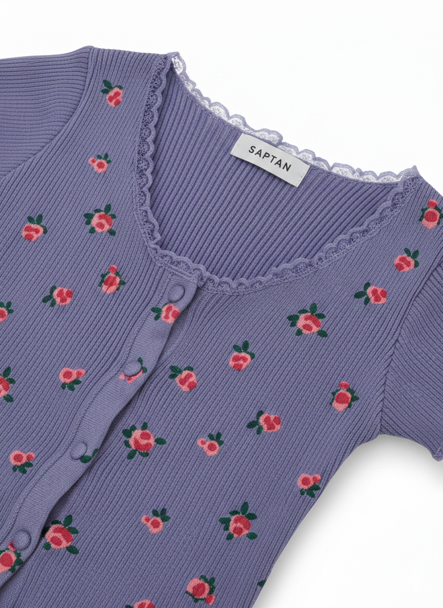 Lilac Floral Cardigan Top