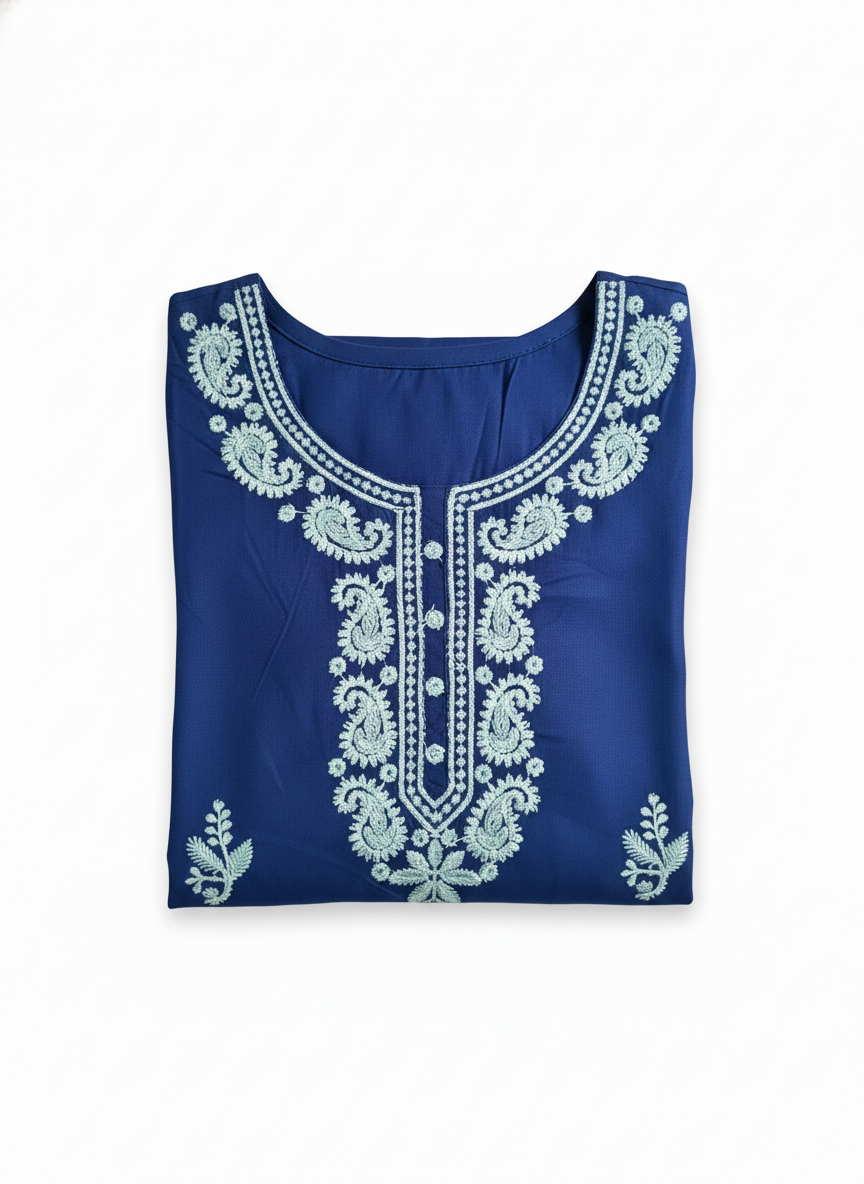 Short Waist Length  Kurta Dark Blue