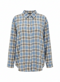 Blue Checkered Embellished Cotton Shirt