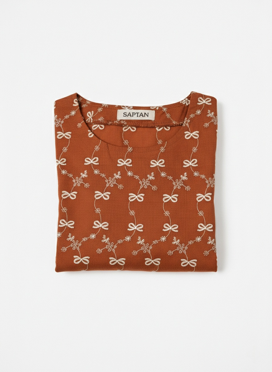 Rust Cotton Thread Work Top