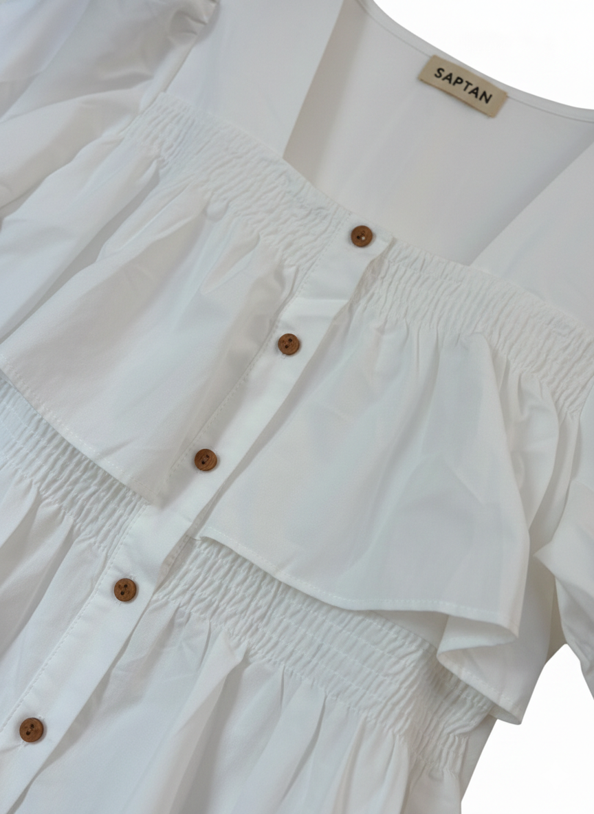 White Cotton Frill 2 layer Top