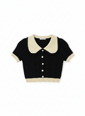 Black Crochet knit Peter Pan Collar Crop Top