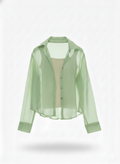 Green Cotton Shirt With Textured Inner
