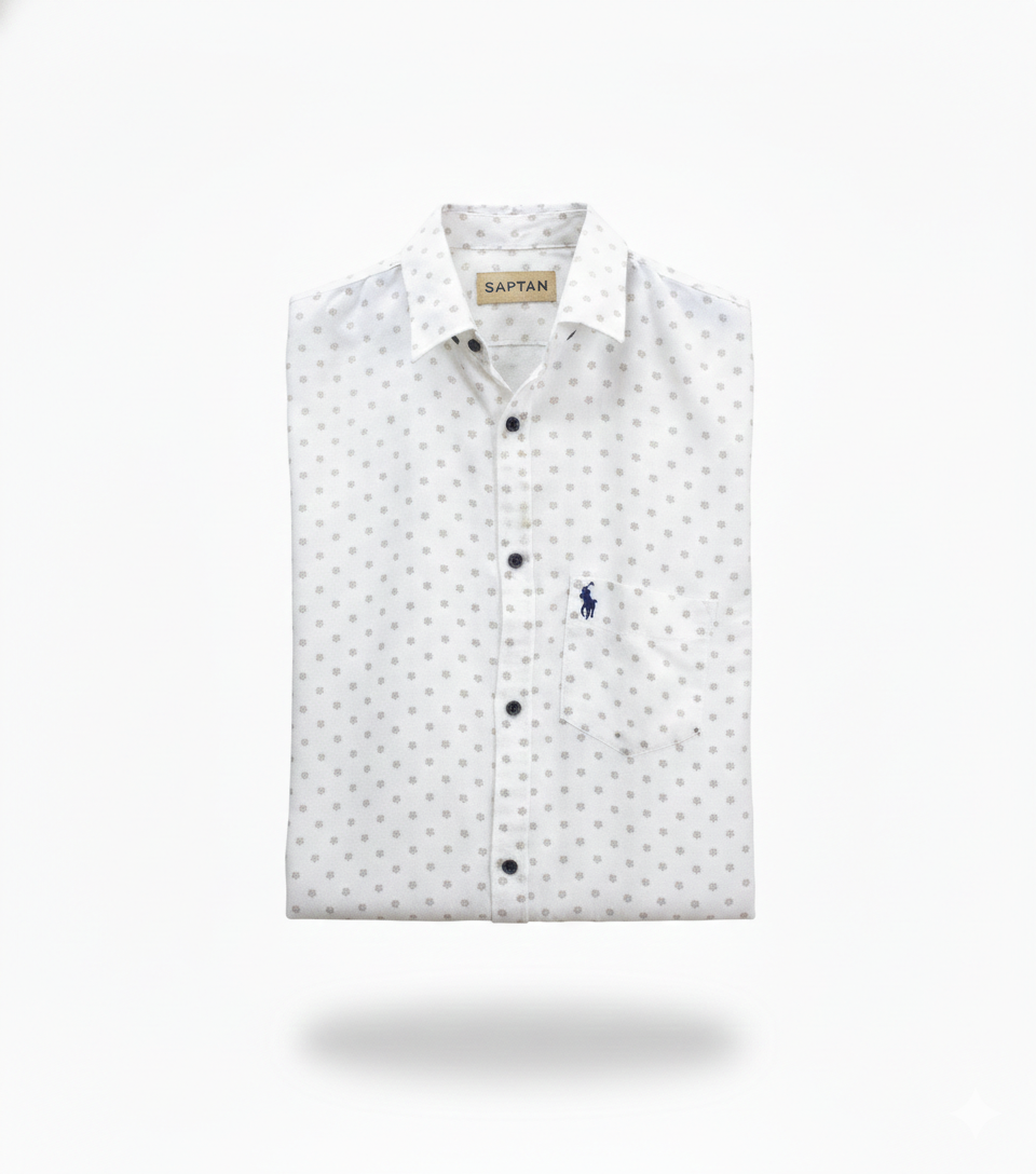 White Leaf Printed Shirt