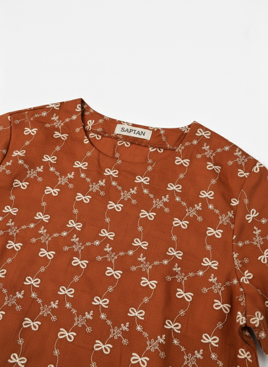 Rust Cotton Thread Work Top